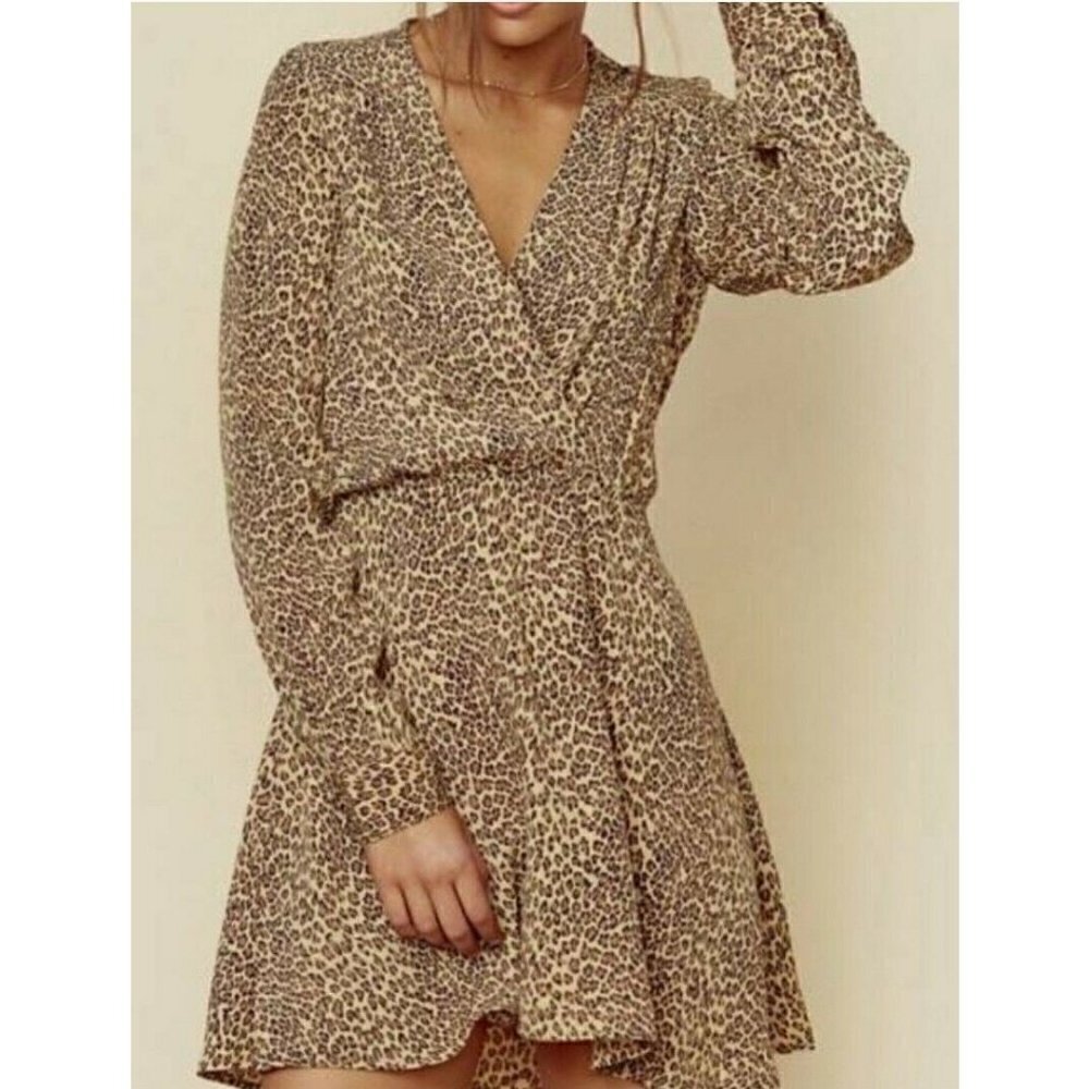 New Flynn Skye Leopard Print Mini Dress Womens XS